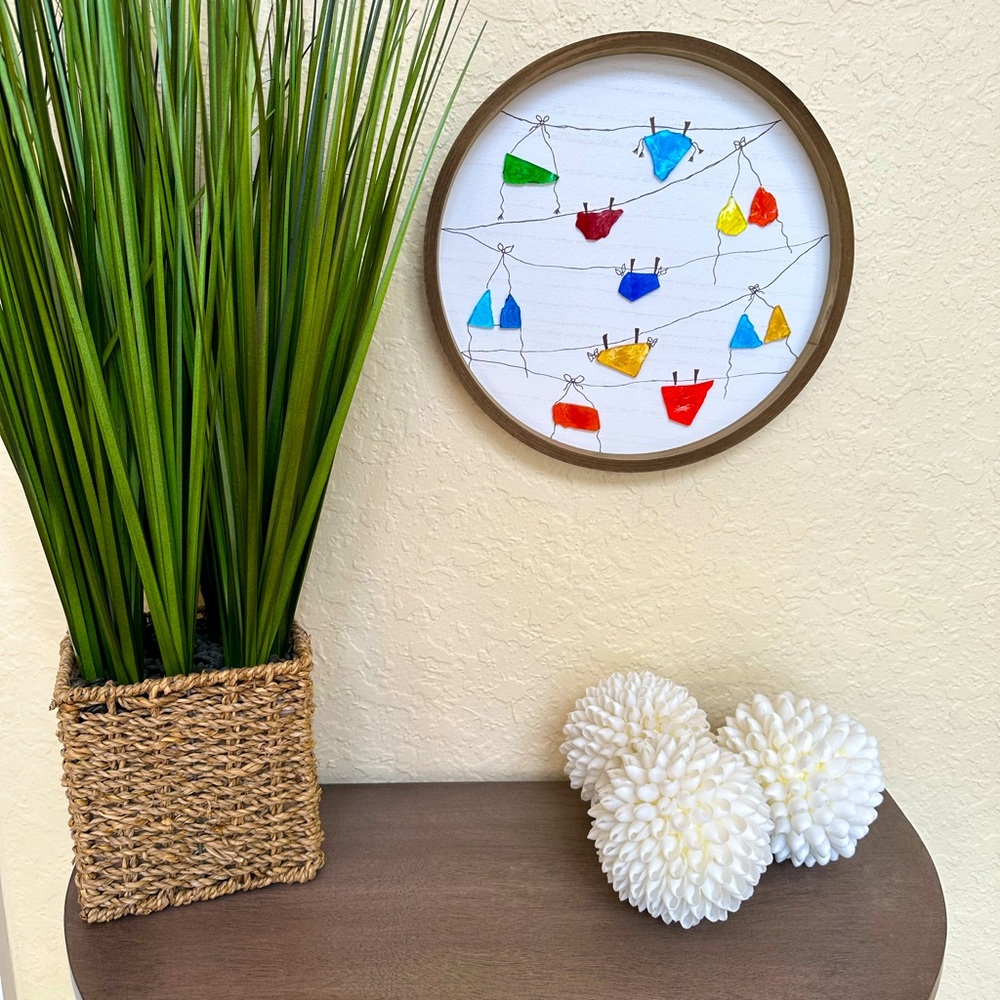 Sea glass Bikini Wall Art! 12 inches in diameter!
